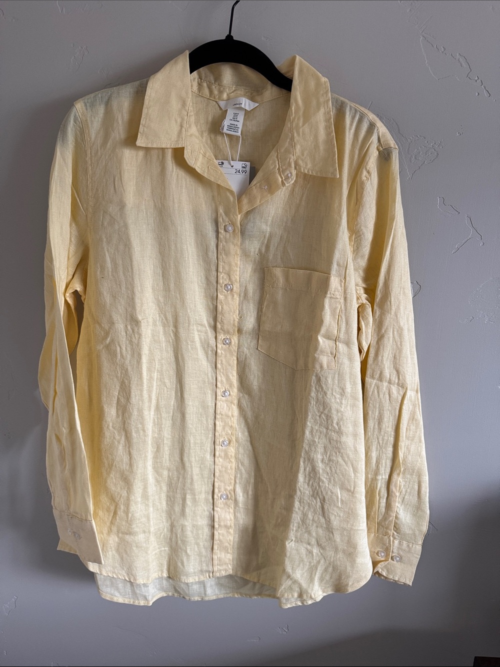 H & M butter yellow linen top. NWT